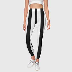 Леггинсы женские Черно белый узор в полоску, цвет: 3D-принт — фото 2