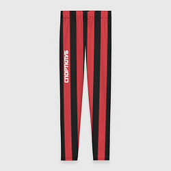 Леггинсы женские Красно черный полосатый узор Спортклуб, цвет: 3D-принт