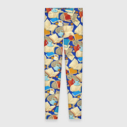 Леггинсы женские Книги и котики, цвет: 3D-принт