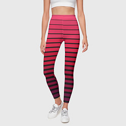Леггинсы женские Красно-черный полосатый узор, цвет: 3D-принт — фото 2