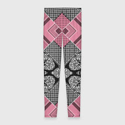 Леггинсы женские Геометрический розово-черный с белым узор, цвет: 3D-принт