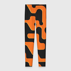 Леггинсы женские Черно-оранжевый абстрактный лабиринт, цвет: 3D-принт
