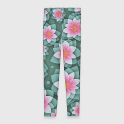 Женские легинсы Цветы с оптическим эффектом