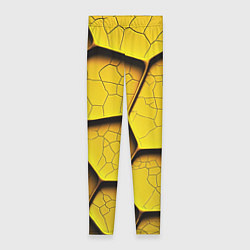 Леггинсы женские Желтые шестиугольники с трещинами - объемная текст, цвет: 3D-принт