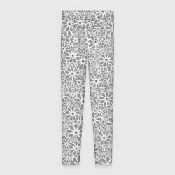 Леггинсы женские Цветочный паттерн светло-серый, цвет: 3D-принт