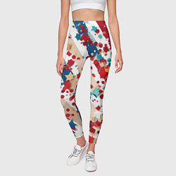 Леггинсы женские Новогодние линии красный синий, цвет: 3D-принт — фото 2