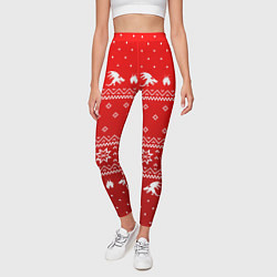 Леггинсы женские Свитер с драконами - паттерн, цвет: 3D-принт — фото 2