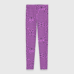 Леггинсы женские Лабиринт с иероглифами на сиреневом, цвет: 3D-принт