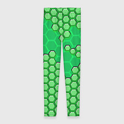 Леггинсы женские Зелёная энерго-броня из шестиугольников, цвет: 3D-принт