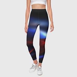 Леггинсы женские Темный синий фон с красным, цвет: 3D-принт — фото 2