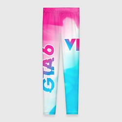 Леггинсы женские GTA 6 neon gradient style вертикально, цвет: 3D-принт