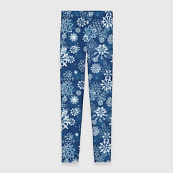 Женские легинсы Snowflakes on a blue background