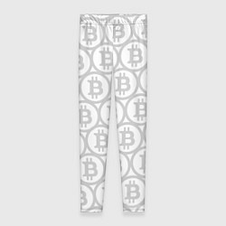 Женские легинсы Биткоин патерн на белом фоне