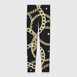 Женские легинсы Золотые цепи на черном - ювелирные украшения патте