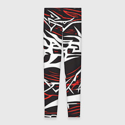 Леггинсы женские Белые и красные агрессивные линии на чёрном фоне, цвет: 3D-принт