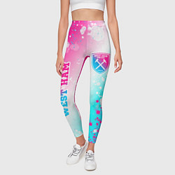 Леггинсы женские West Ham neon gradient style вертикально, цвет: 3D-принт — фото 2