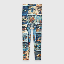 Леггинсы женские Глаза на джинсах пэчворк, цвет: 3D-принт