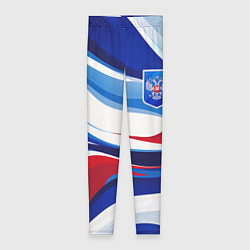 Женские легинсы Герб России на абстрактном фоне в цветах России