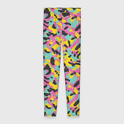 Леггинсы женские Пиксельный камуфляжный паттерн в неоновых цветах, цвет: 3D-принт