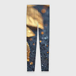 Леггинсы женские Золотые листья на темном фоне, цвет: 3D-принт