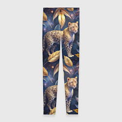 Женские легинсы Леопард с золотыми листьями паттерны