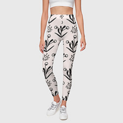 Леггинсы женские Веточка цветочная, цвет: 3D-принт — фото 2