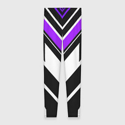 Леггинсы женские Фиолетово-белые полосы на чёрном фоне, цвет: 3D-принт