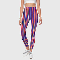 Леггинсы женские Сиреневый текстурированный квадратики, цвет: 3D-принт — фото 2