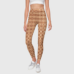 Леггинсы женские Светлый коричневый абстрактный узор, цвет: 3D-принт — фото 2