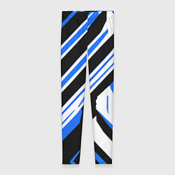 Леггинсы женские Чёрно-синие полосы на белом фоне, цвет: 3D-принт
