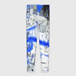 Леггинсы женские Сине-белая абстракция на чёрном фоне, цвет: 3D-принт