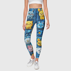 Леггинсы женские Зайчата на пэчворк, цвет: 3D-принт — фото 2