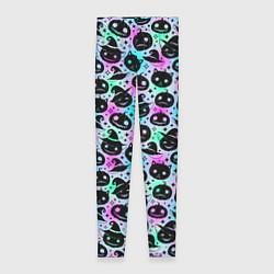 Женские легинсы Halloween - тыквы на неоновом фоне