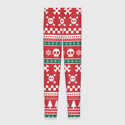 Женские легинсы Новогодний паттерн с черепами в новый год