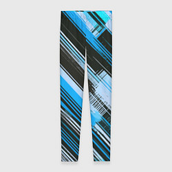 Женские легинсы Синие диагональные полосы на чёрном фоне