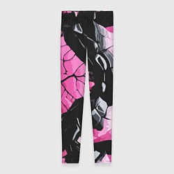 Леггинсы женские Чёрные линии на чёрно-розовом фоне, цвет: 3D-принт