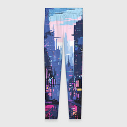 Леггинсы женские Киберпанк город розовый, цвет: 3D-принт