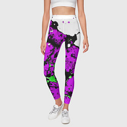Леггинсы женские Зелёно-розовая абстракция на белом фоне, цвет: 3D-принт — фото 2