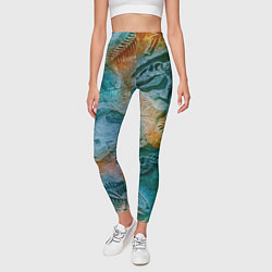Леггинсы женские Окаменелые динозавры, тропический зеленый, цвет: 3D-принт — фото 2