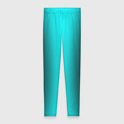 Леггинсы женские Чёрный и неоновый голубой градиент по центру, цвет: 3D-принт