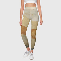 Леггинсы женские Бежево-золотые полосы с блестками, цвет: 3D-принт — фото 2