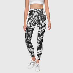 Леггинсы женские Закрученные волны - чб абстракция, цвет: 3D-принт — фото 2