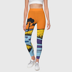 Леггинсы женские Пейзаж с фантастической природой, цвет: 3D-принт — фото 2