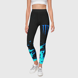 Леггинсы женские Monster energy голубые краски, цвет: 3D-принт — фото 2
