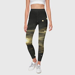 Леггинсы женские Золотистый свет на черной текстуре, цвет: 3D-принт — фото 2