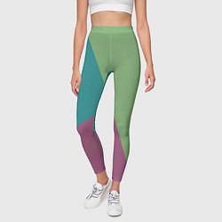 Леггинсы женские Сине-зелёно-розовый тёмный трёхцветный, цвет: 3D-принт — фото 2