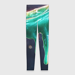 Женские легинсы Текстура стекающая зеленая клякса