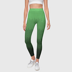 Леггинсы женские Зеленый градиент текстурные полосы, цвет: 3D-принт — фото 2
