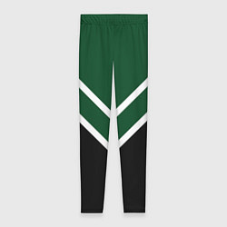 Женские легинсы Зелёный с чёрным и белые полосы
