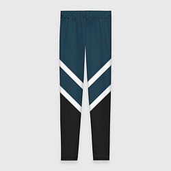 Леггинсы женские Синий с чёрным и белые полосы, цвет: 3D-принт